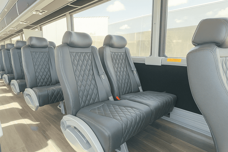 interior of Waco Shuttle Bus Rentals charter bus